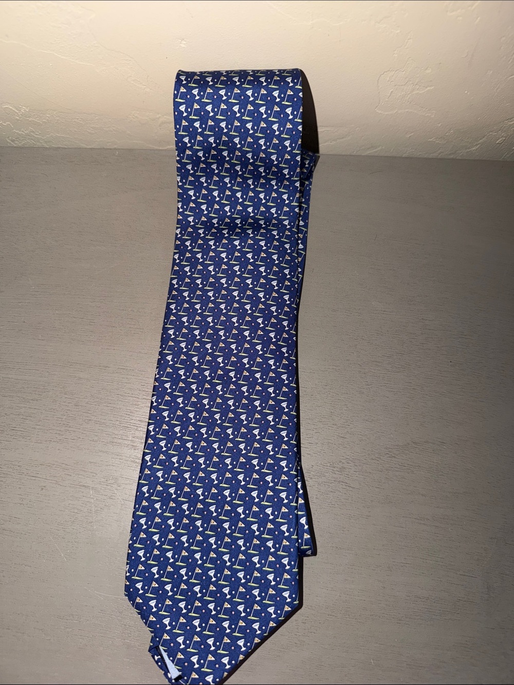 Sero Classic Blue Tie with Martini Glasses and Golf Pattern